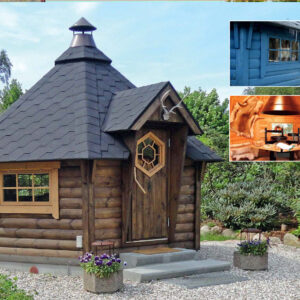 Premium Grillhütte / Grillkota 9 m² aus Holz inkl. Transport