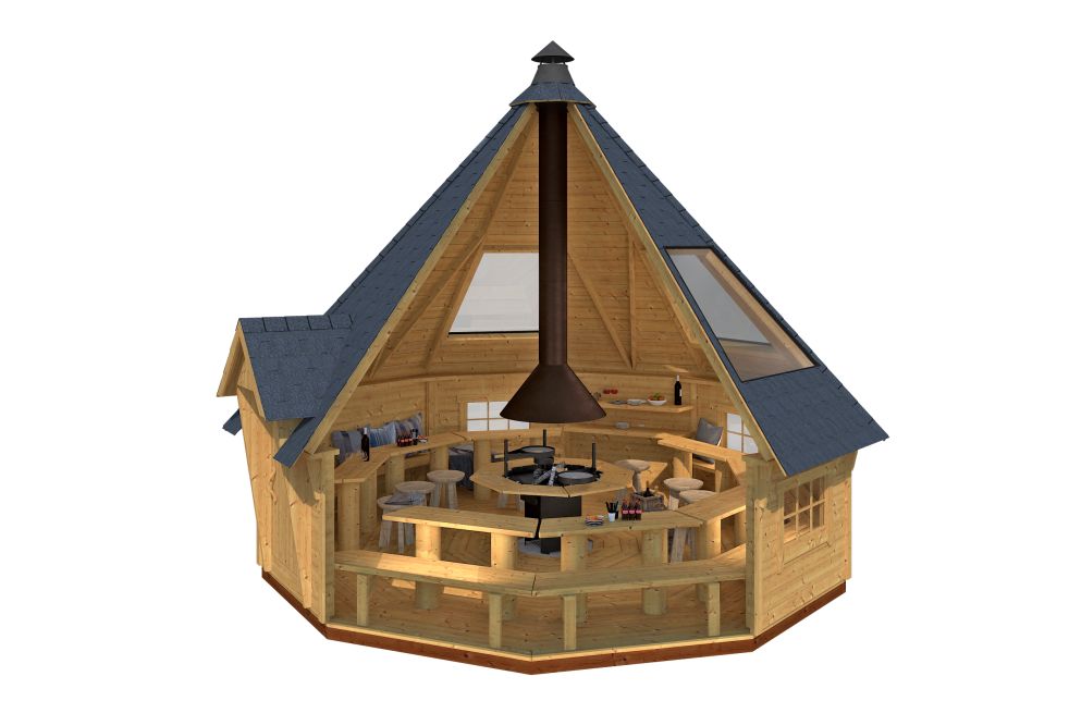 Premium Grillhütte / Grillkota 25 m² aus Holz – Bild 7