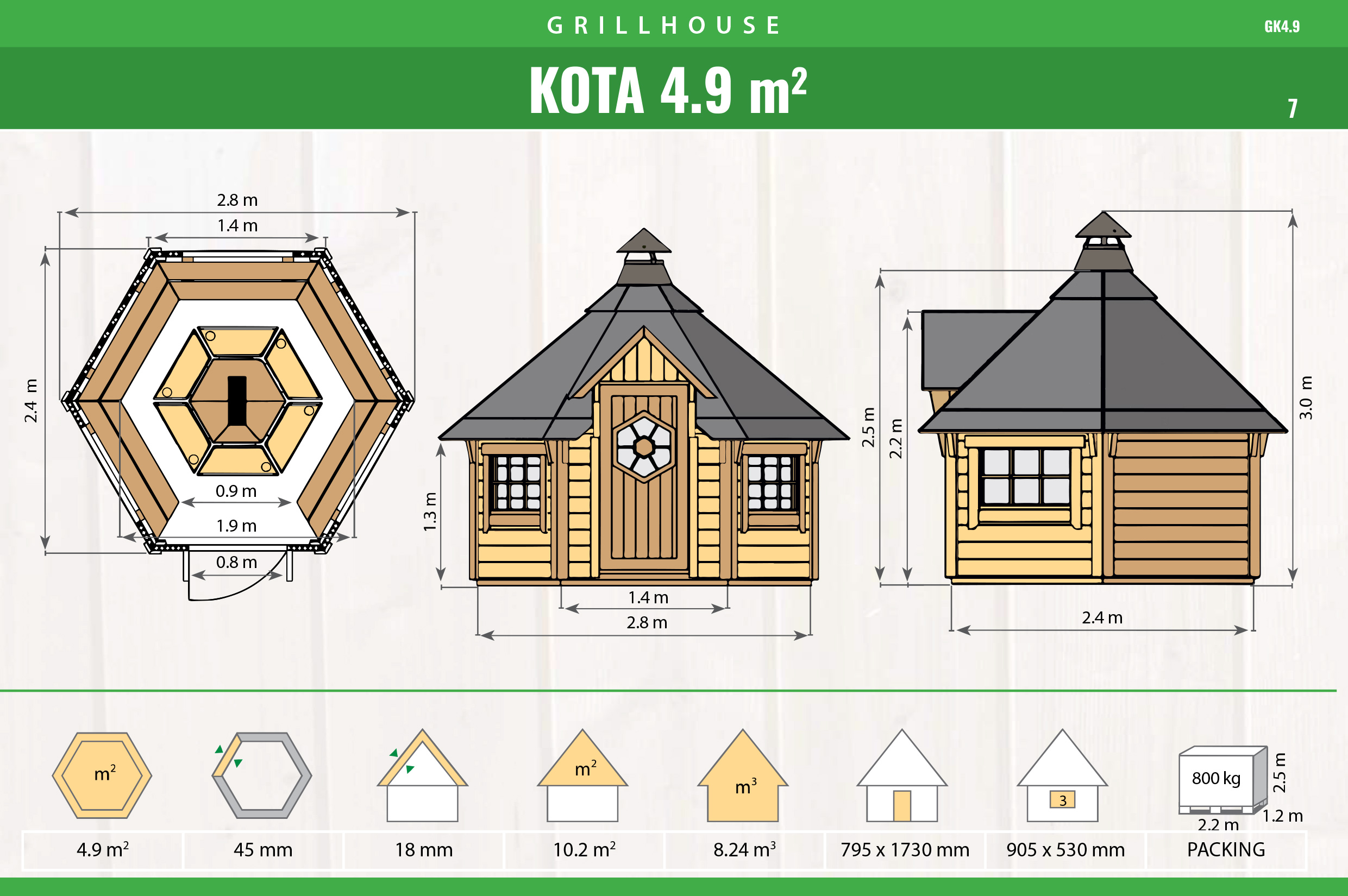 Premium Grillhütte / Grillkota 4,9 m² aus Holz inkl. Transport – Bild 3