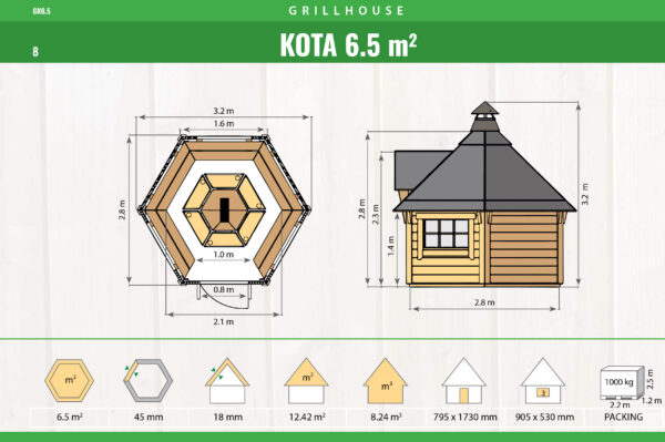 Premium Grillhütte / Grillkota 6,5 m² aus Holz inkl. Transport – Bild 3