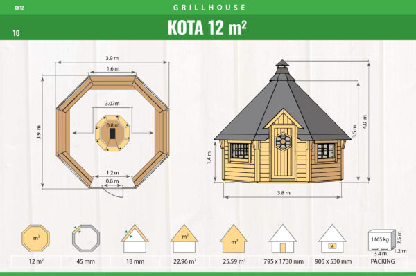 Premium Grillhütte / Grillkota 12 m² aus Holz inkl. Transport – Bild 3