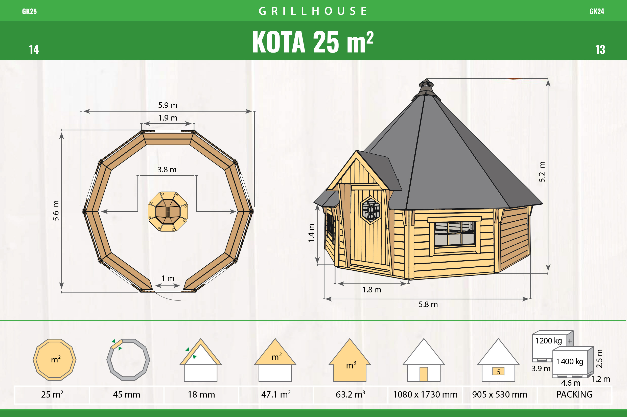 Premium Grillhütte / Grillkota 25 m² aus Holz – Bild 3
