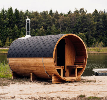 Fasssauna Uno mit Terrasse