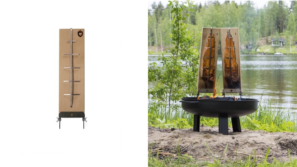 Flammlachsbrett mit Edelstahlhalterung – Bild 9