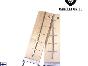 Flammlachsbrett mit Edelstahlhalterung