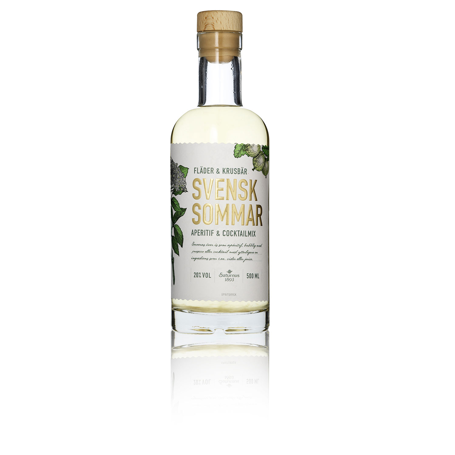 Saturnus Svensk Sommar Holunderblüte & Stachelbeere  20% vol., 500ml – Bild 2