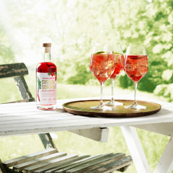 Saturnus Svensk Sommar Jordgubb & Rabarber, 20% vol., 500ml – Bild 3