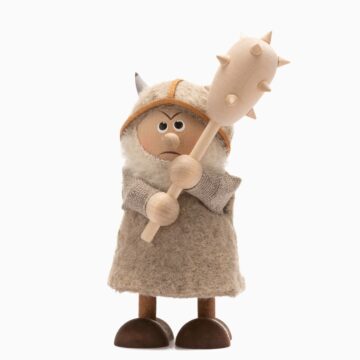 Wikingermann mit Keule aus Holz, Filz, Leinen und Wolle